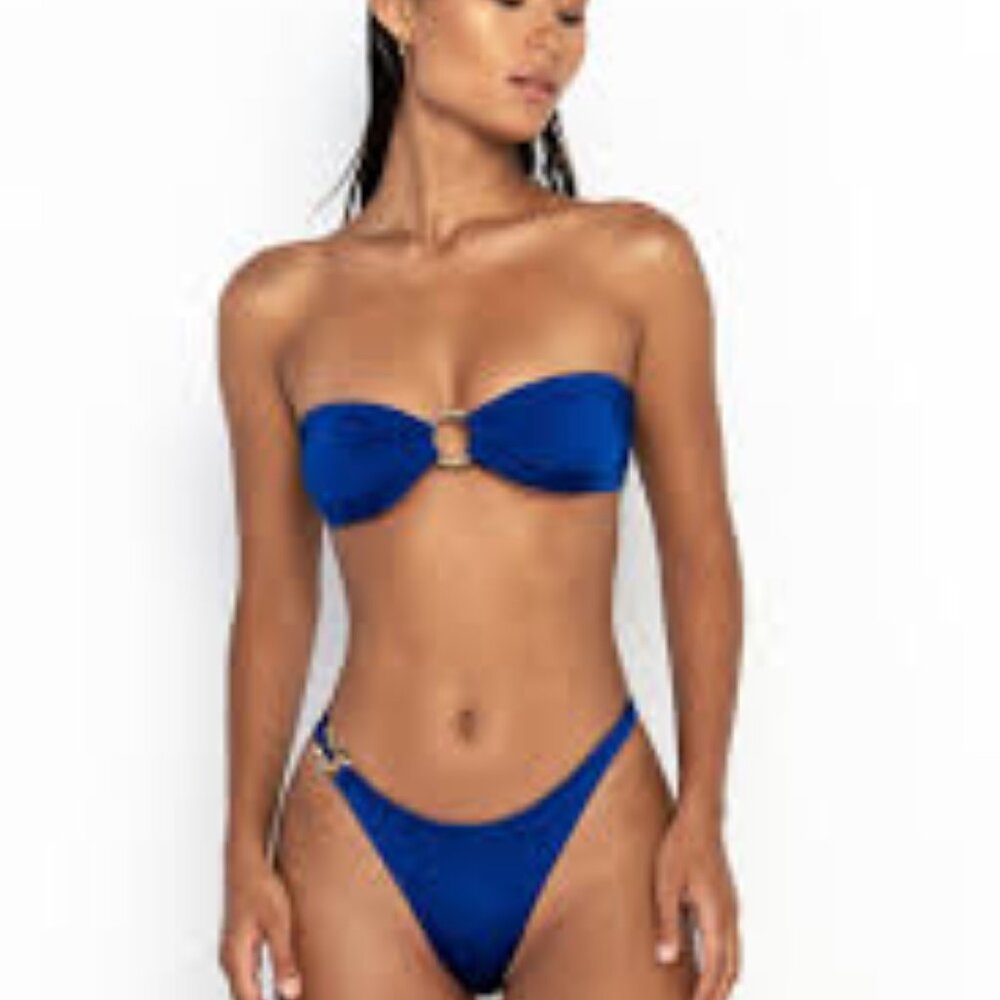 Brown Bikini Bottom with gold Ring Detail "gigi"